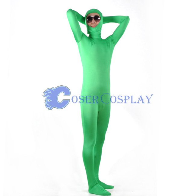 Open Face Lycra Spandex Zentai Green